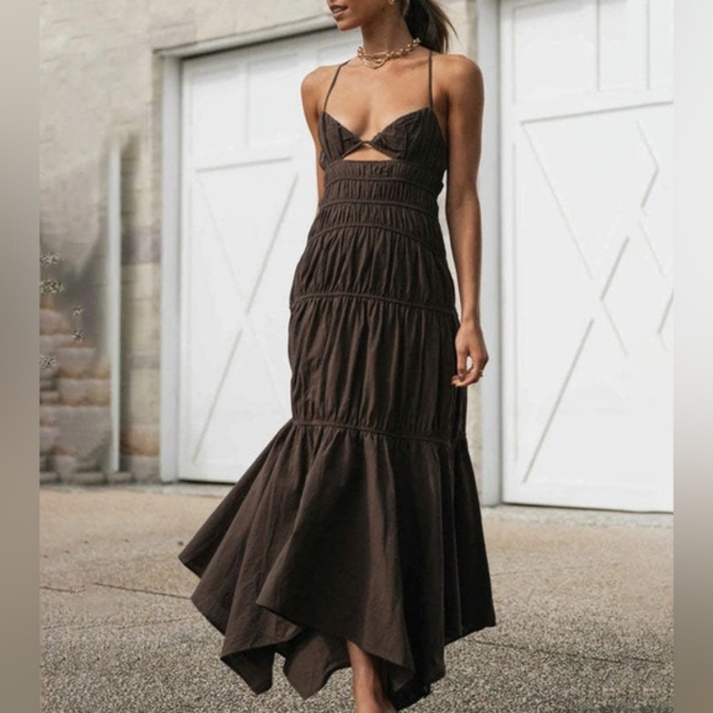 SNDYS Tahlia Dress in Chocolate🤎